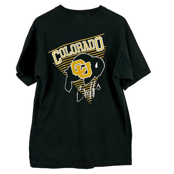 Vintage 1990 Colorado CU Buffs TShirt Black Single Stitch - Mens L - Picture 1 of 9
